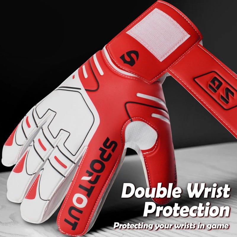 Sportout Youth&Adult Goalie Goalkeeper Gloves,Strong Grip for The Toughest Saves, with Finger Spines to Give Splendid Protection to Prevent Injuries 3 Colors (Red, 9) - Image 5